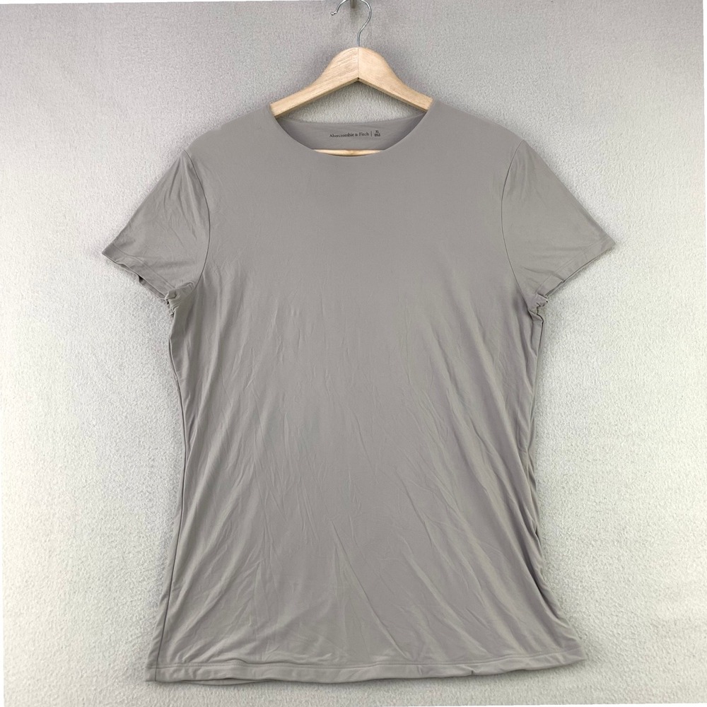 Abercrombie & Fitch Essential Crew Tee Women XL Grey Casual Short Sleeve Seamles